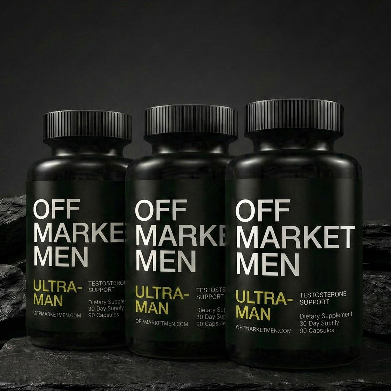 OffMarket Men Ultra-Man bottle on black rock