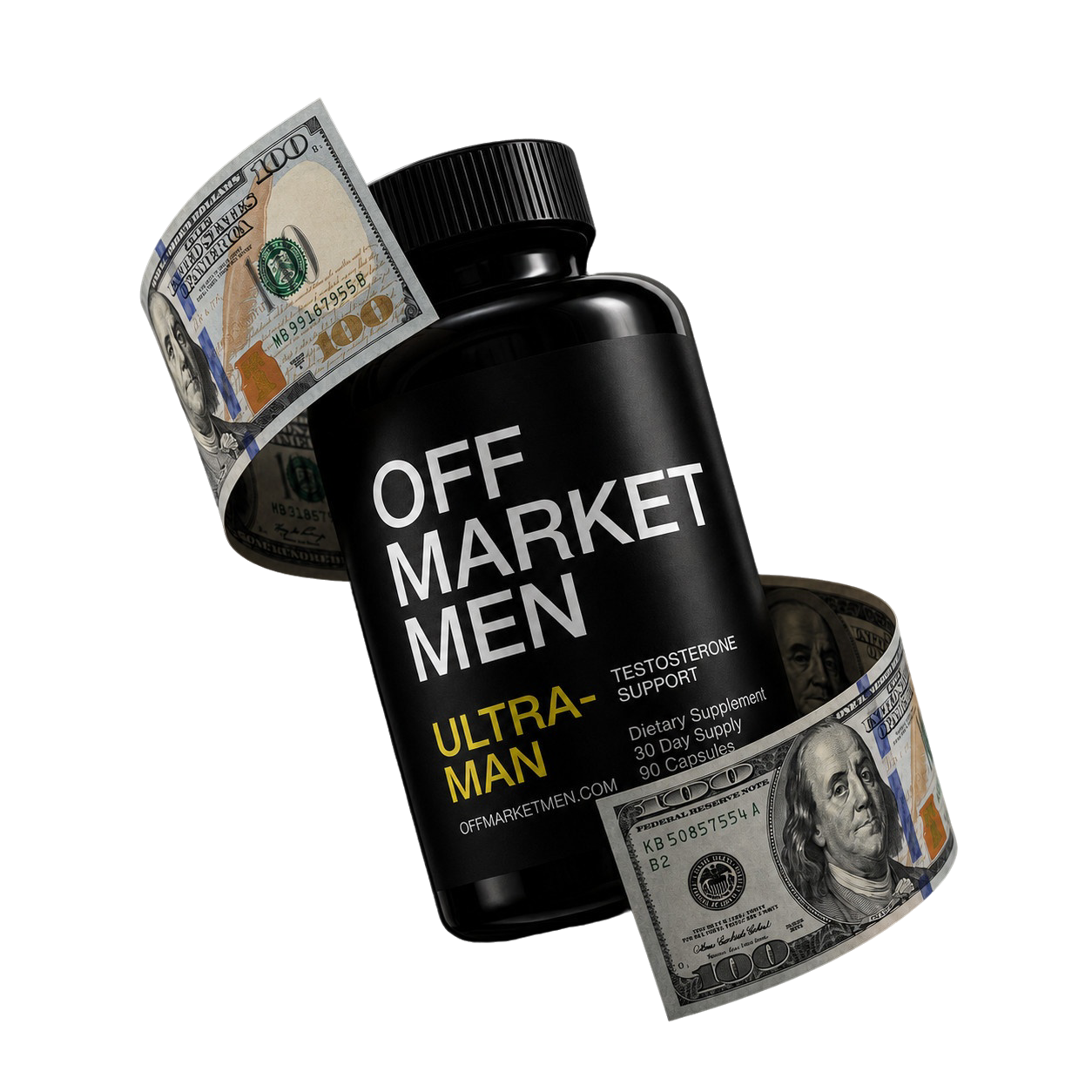 OffMarket Men Ultra-Man bottle wrapped in cash