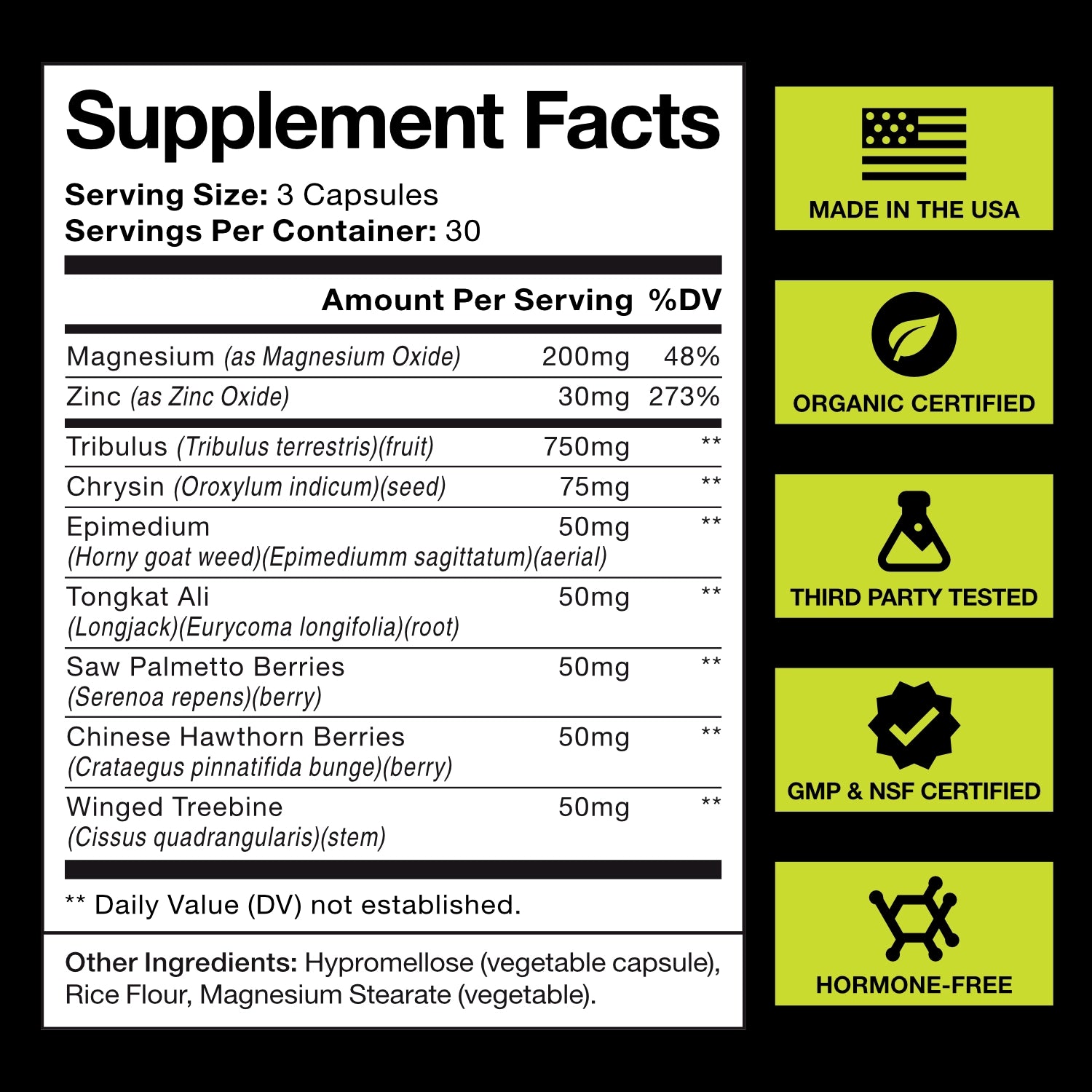 Ultra-Man supplement facts nutrition label
